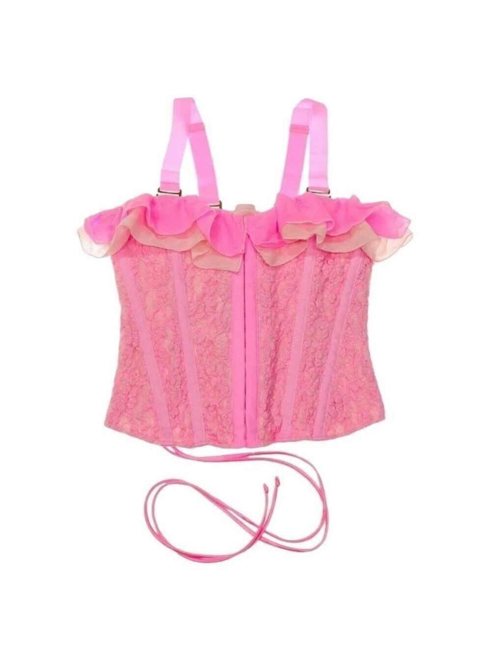 WE ARE HAH Seams Like Princess Corset M Rose Quartz Pink Lace Up Sexy- S & M - Picture 10 of 13